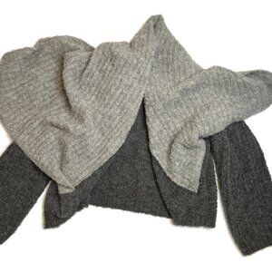 Simply‎ Natural Shawl Collar Open Front 100% Alpaca Cardigan Sweater Gray Women